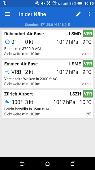 Avia Weather in der Nähe Metar Stationen