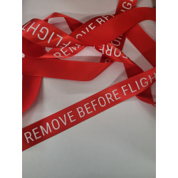 Geschenkband Verpackungsband remove before flight 13mm