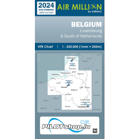 Carte VFR AIRMILLION Zoom+ 250 Belgium 2024